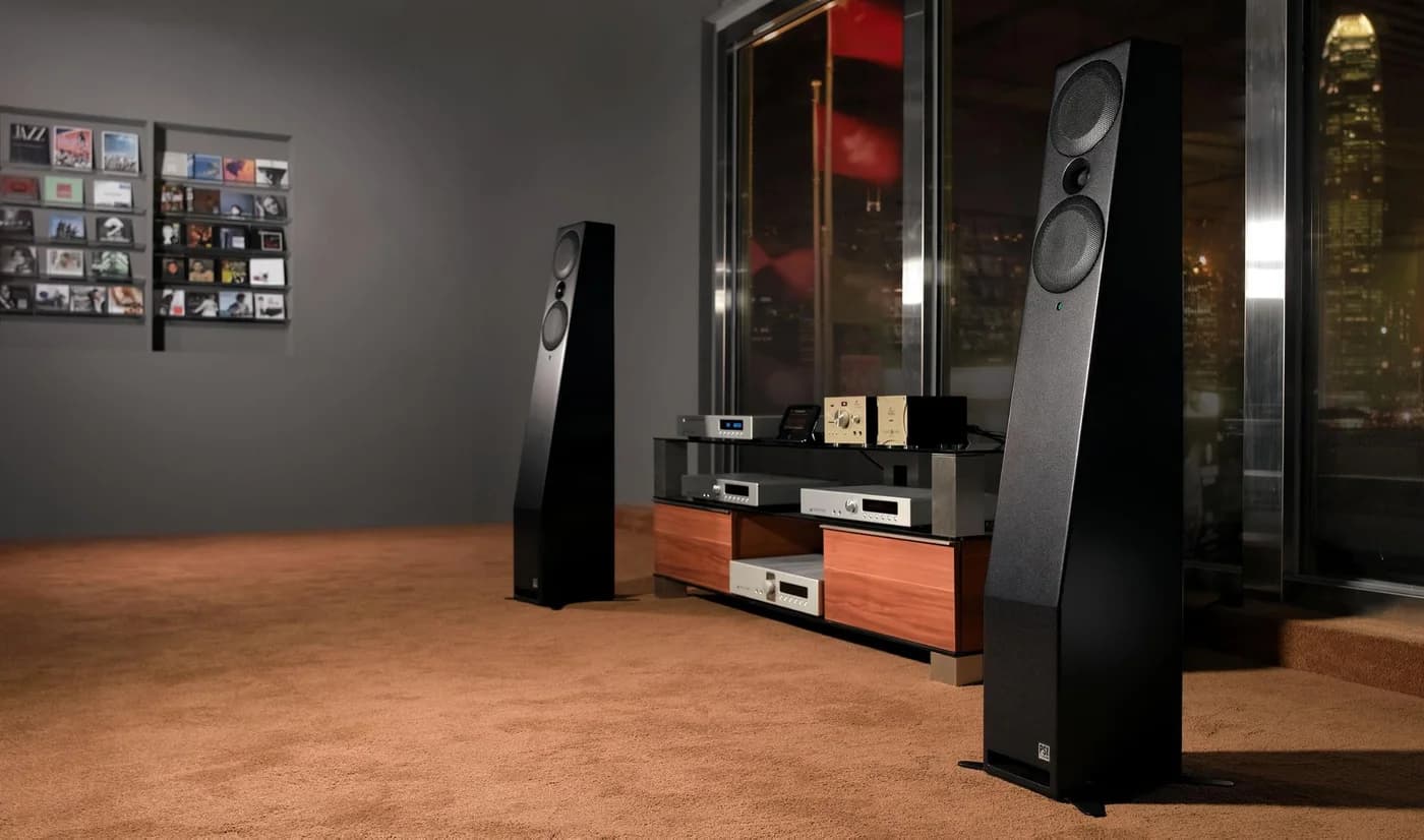 A215-M installation example from PSI Audio. Other equipment and furnishings shown are not supplied with the speaker.