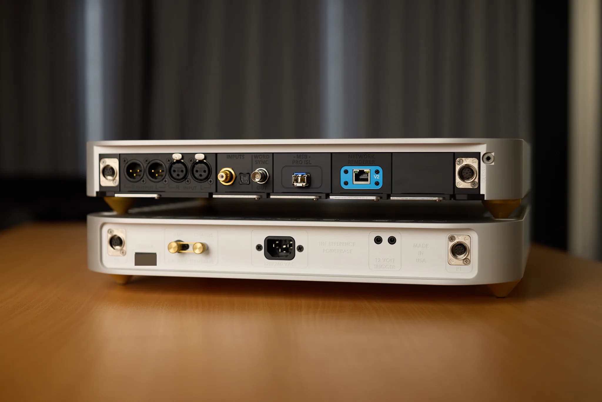 Rear view of the MSB Reference DAC and its Reference Powerbase