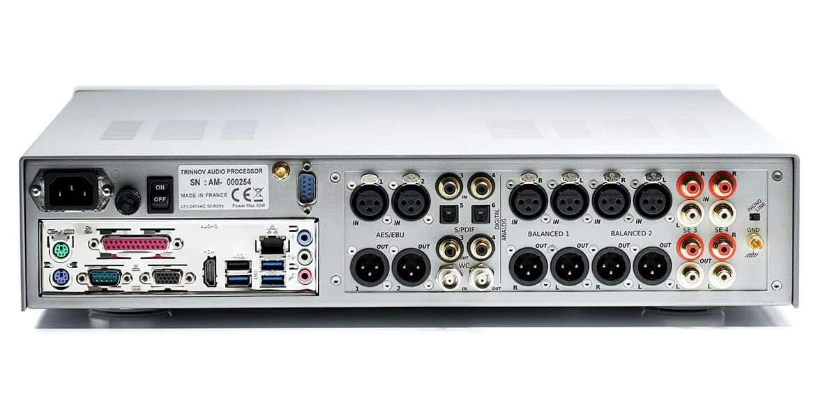 Trinnov Amethyst: Rear connections for analogue and digital sources, speakers and subwoofers