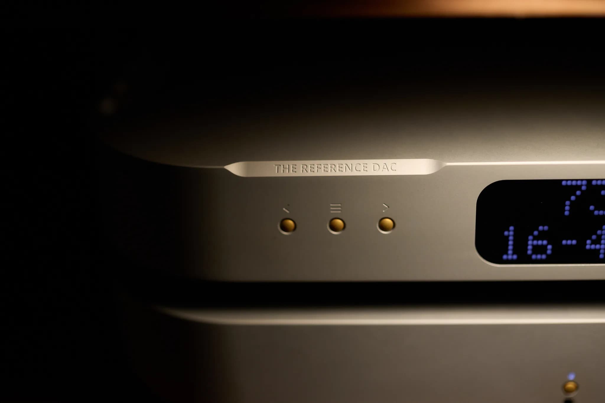Close detail of the MSB Reference DAC nameplate